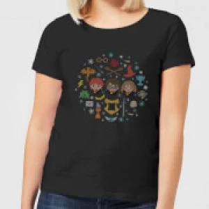 Image of Harry Potter Characters Womens Christmas T-Shirt - Black