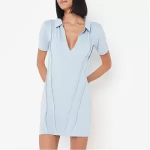 Missguided Seam Polo Collar Mini Dress - Blue