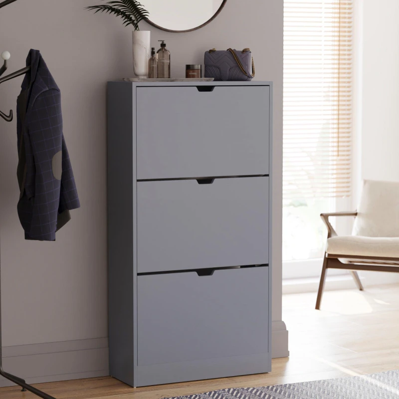 Image of Lassic Vida Designs 3 Drawer Shoe Cabinet (Handless) Grey unisex 3 Drawer