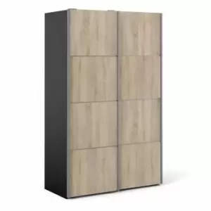 Image of Verona Sliding Wardrobe 120Cm In Black Matt With Oak Effect Doors With 5 Shelves