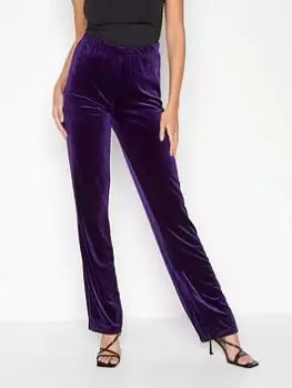 image of Long Tall Sally Purple Wide Leg Velvet Trouser, Purple, Size 12, Women