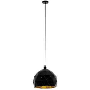 image of Netlighting Roccaforte Dome Pendant Ceiling Light Black, Gold - EG97845