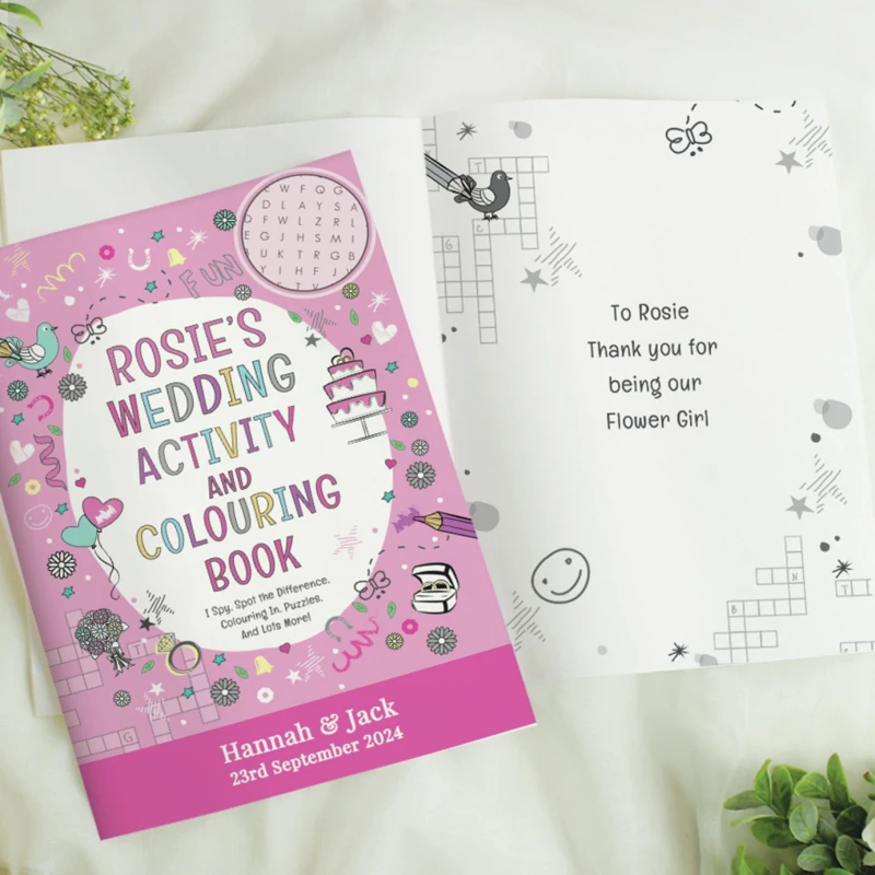 Image of Personalised Memento Company Personalised Message Pink Wedding Activity Book