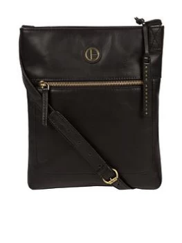 image of Pure Luxuries London Knook Vintage Leather Zip Top Cross Body Bag - Black, Women