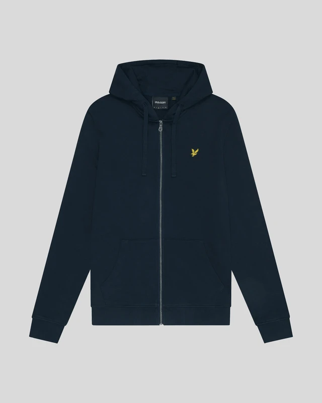 Image of Lyle & Scott Mens Loopback Cotton Full Zip Hoodie in Dark Navy