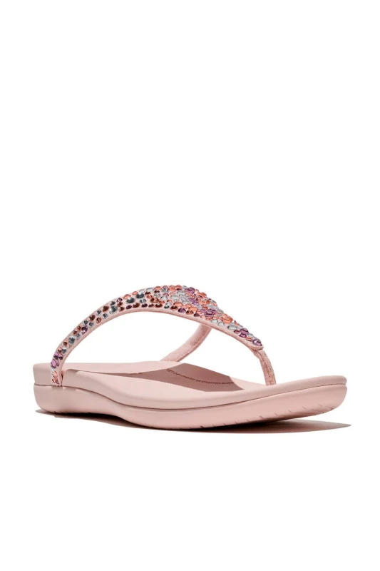 Image of FitFlop Womens Solay Mixed-Crystal Toe-Post Sandals Nude Size: 6 Nude Female 6