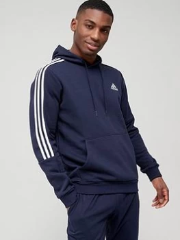 Image of adidas Cut 3-Stripe Hoodie - Navy/White, Size S, Men