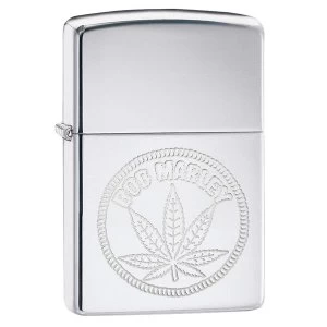 image of Zippo BOB Marley Weed Stamp Chrome Regular Windproof Lighter