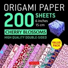 Image of Origami Paper 200 sheets Cherry Blossoms 6" (15 cm) : High-Quality Origami Sheets Printed with 12 Different Colors Instructions for 8 Projects Include