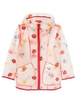 image of Joules Girls Raindance Clear Floral Raincoat - Multi