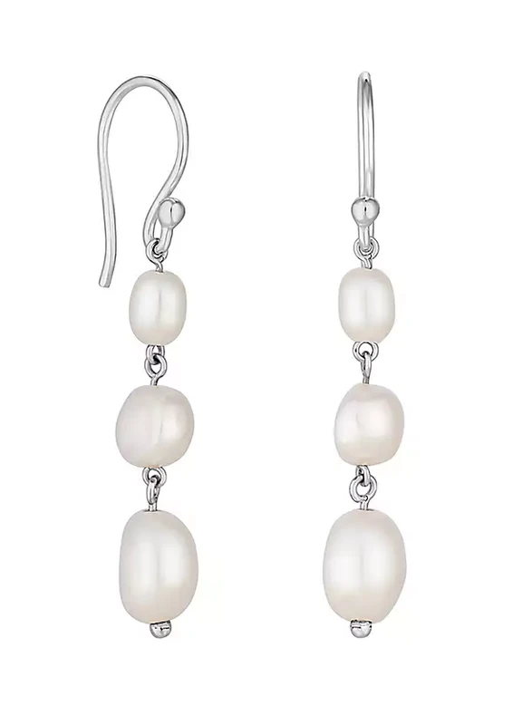 Image of Simply Silver Sterling Silver 925 Freshwater Pearl Drop Earrings Drop Earrings One Size Silver 87931311000