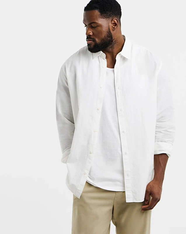 Image of jack & jones Jack & Jones Breeze Linen Blend Shirt White - JACK & JONES - Size: 3XL(56) White Male 3XL(56) JA34005
