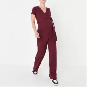 Image of Missguided Maternity Ribbed Jumpsuit - Red