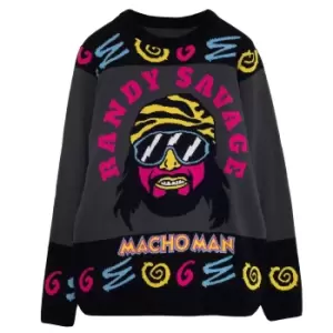 Image of WWE Womens/Ladies Macho Man Randy Savage Knitted Jumper (XXL) (Black)