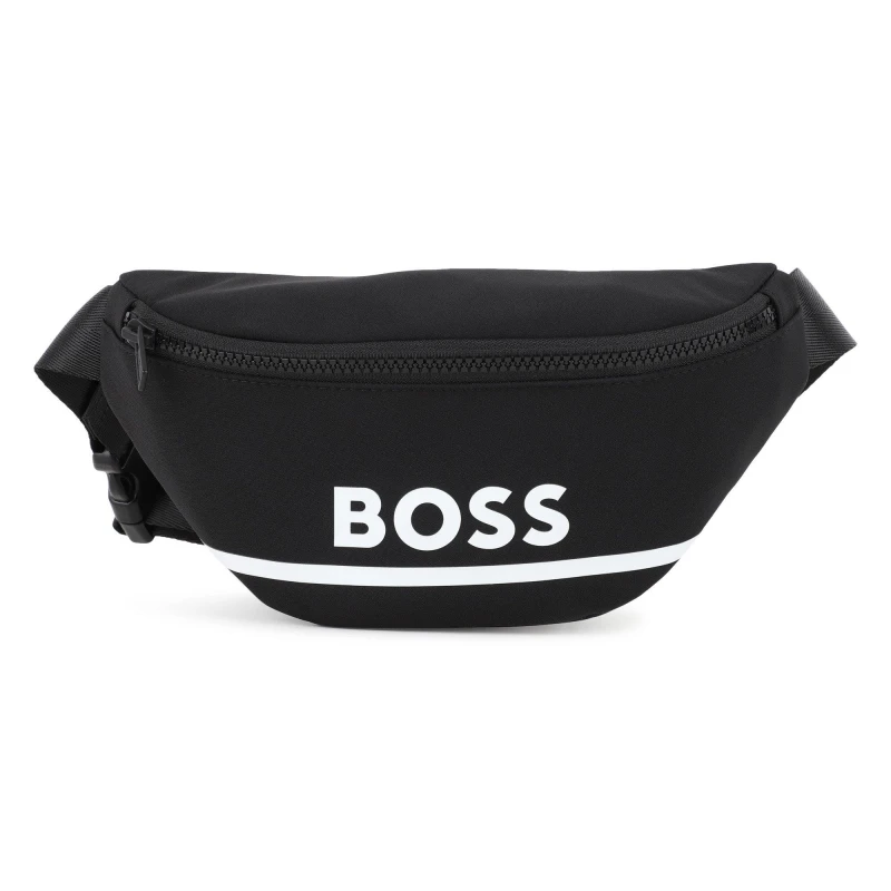 Image of Boss Kids Logo Bum Bag, Iconic Lettering Black/White male One Size