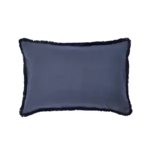 image of William Morris Linen Cotton Plain Dye Cushion 60cm x 40cm, Blue