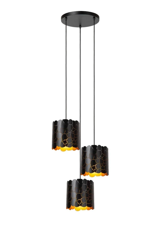 Image of Lucide Almelo Pendant Light - 3Xe27 - Black