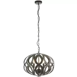 Image of Hanging Ceiling Pendant Light Antique Brushed Bronze 3 Bulb Modern Table Feature