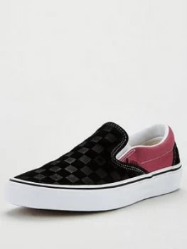 Image of Vans Vans Ua Classic Slip On Deboss Checkerboard, Black/Pink, Size 6, Women