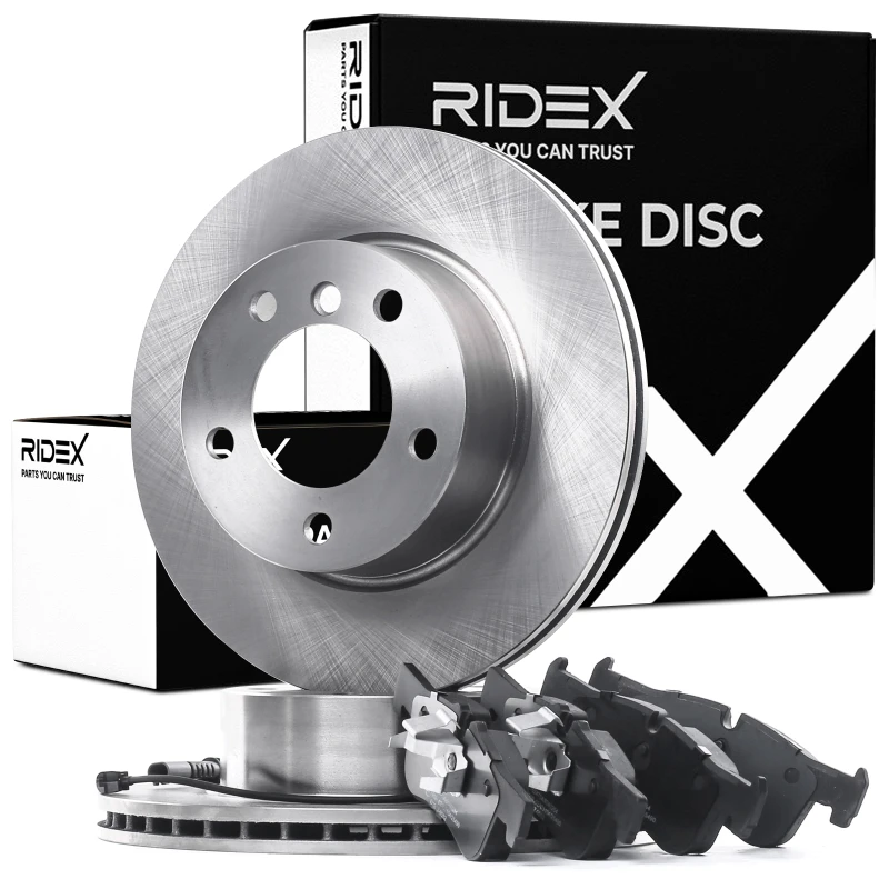 Image of RIDEX 3405B0417 Brake disc and pads set Front Axle, Brake Disc Type: Vented Brake Set,disc brakes (3405)