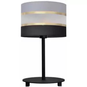 image of Helam Helen Table Lamp With Round Shade Black, Gold, Grey 20cm