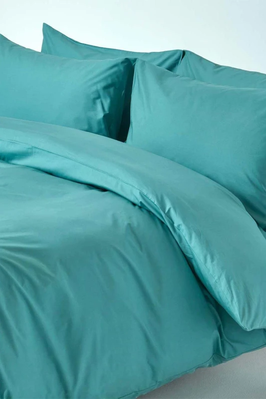 Image of Homescapes Egyptian Cotton Duvet Cover with Pillowcase, 200 TC in Teal Size: Double Teal Unisex Double