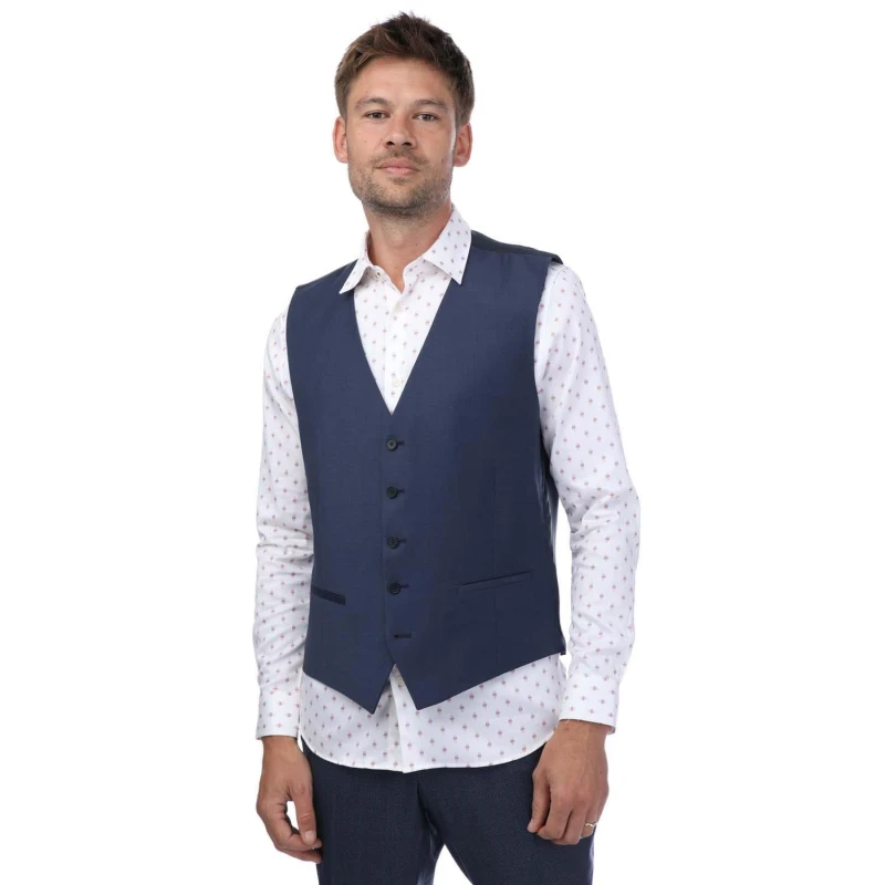 Image of Ted Baker Men Premium Blue Waistcoat Size: 38R Blue 38R Male 5059508280129