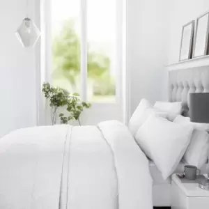 Image of Gianna Pinsonic Stitch Quilted Duvet Cover Set, White, Single - Serene