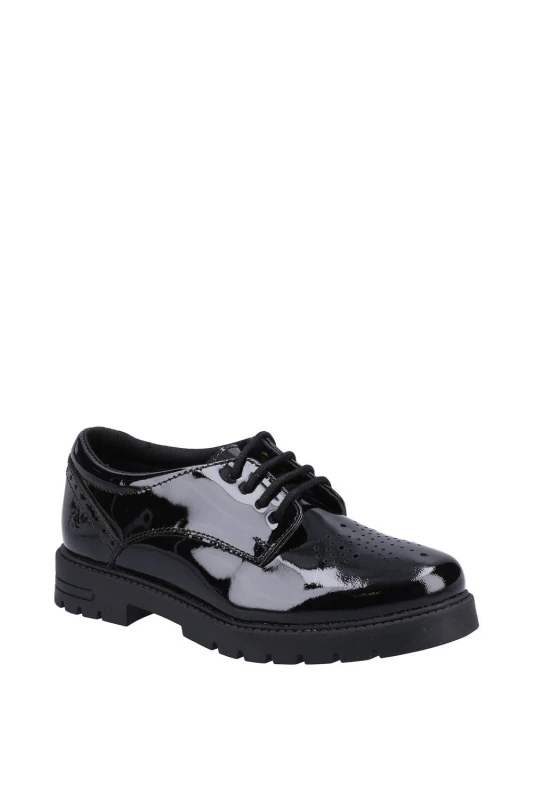 Image of Hush Puppies 'Jayne Patent SNR' Girls BTS FLFR Black