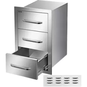 Image of VEVOR Outdoor Kitchen Drawer 15.7 x 20 x 30.6 Inch Stainless Steel BBQ Island Drawer Storage with Chrome Handle Triple Access Drawer Flush Mount