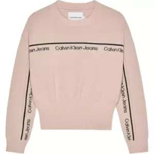Image of Calvin Klein Jeans Logo Tape Ottoman Sweater - Pink
