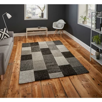 Image of Brooklyn 21830 Grey Black 120cm x 170cm Rectangle - Grey and Black