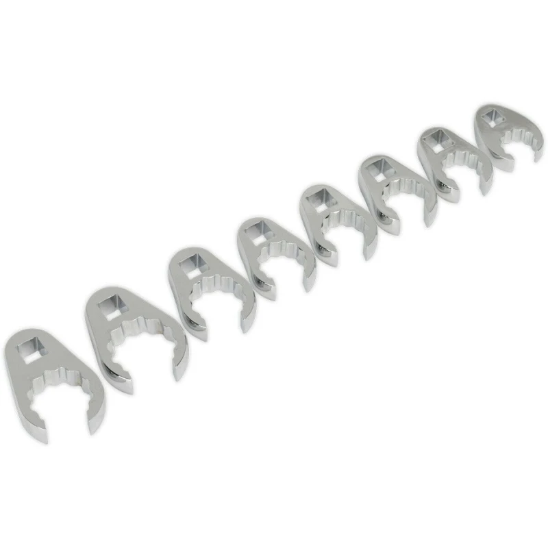 Image of Loops 8 PACK Crows Foot Spanner Set - 1/2" Square Drive Metric Ratchet Handle Adapter Multi
