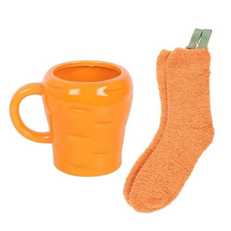 Image of Something Different Something Different Carrot Mug and Sock Set in Orange Orange One Size Unisex 5063703387408