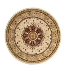 Image of Think Rugs Heritage Round Rug 4400 Cream Red 150X150cm