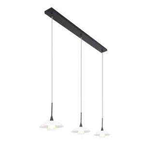 Image of Tallerken Straight Bar Pendant Ceiling Light Matt Black Fixture, Glass White Matt, Transparent Matt