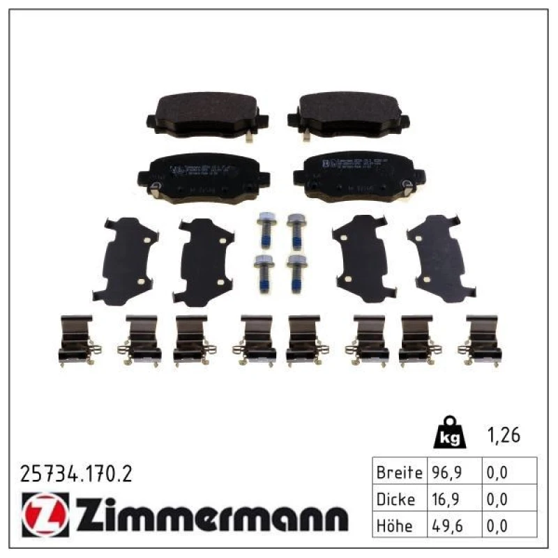 Image of ZIMMERMANN Brake pad set ZIMMERMANN 25734.170.2