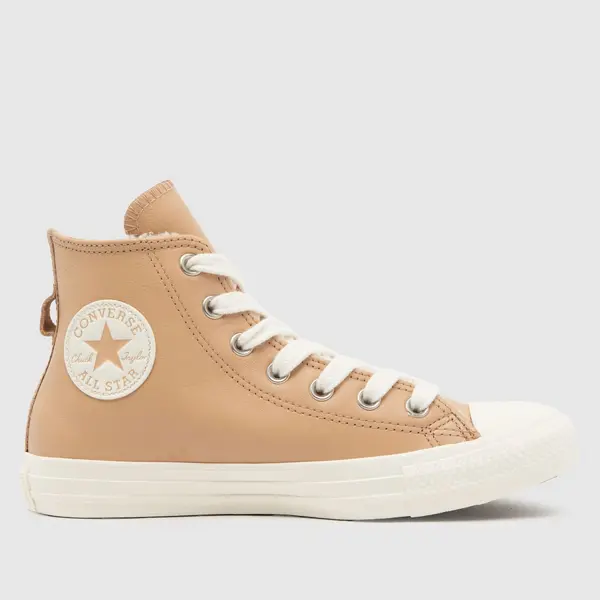 Converse all star hi winter warmers trainers in white & beige White/Beige UK 5 (EU 37 ½)