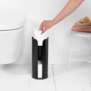 image of Brabantia Matt Black Toilet Roll Dispenser Black