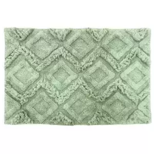 Image of The Linen Yard Diamond Tufted Bath Mat (One Size) (Sage Green) - Sage Green