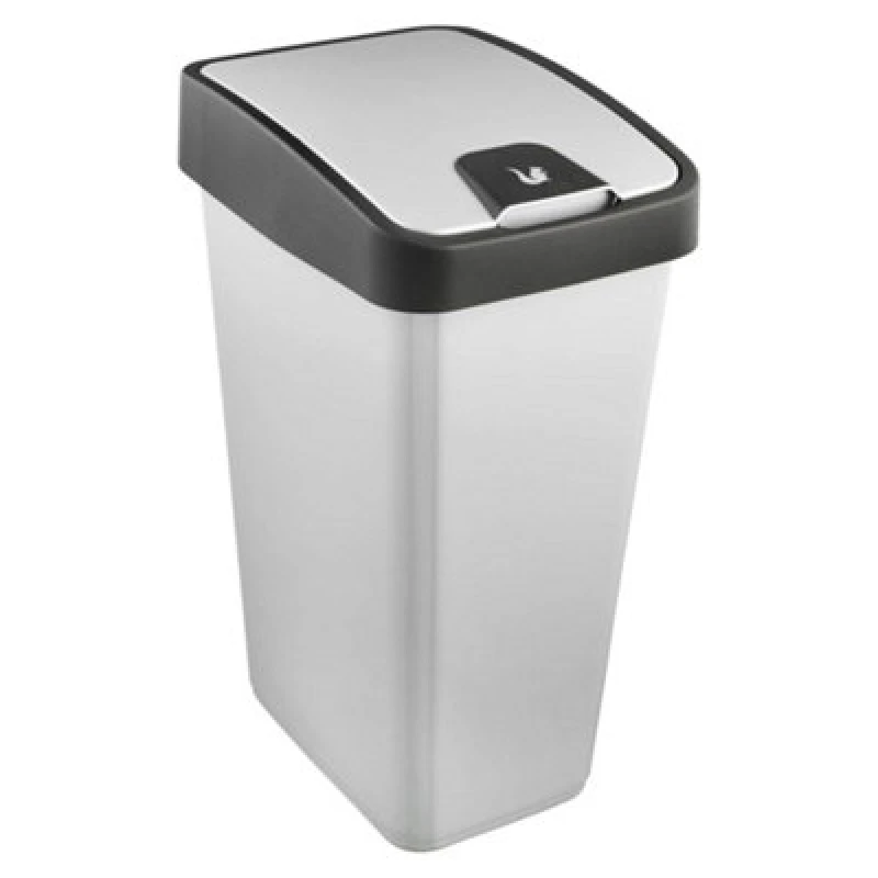 Image of Keeeper Premium Waste Bin with Flip Lid 45 Litre Silver