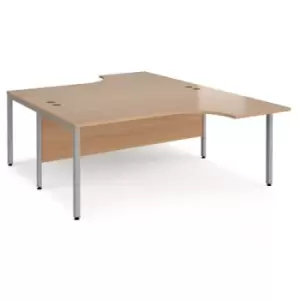 image of Office Desk 2 Person Corner Desk 1800mm Beech Tops With Silver Frames Maestro 25