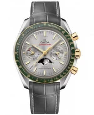 Image of Omega Speedmaster Moonphase Co-Axial Master Chronometer Chronograph Grey Dial Grey Leather Yellow Gold Mens Watch 304.23.44.52.06.001 304.23.44.52.06