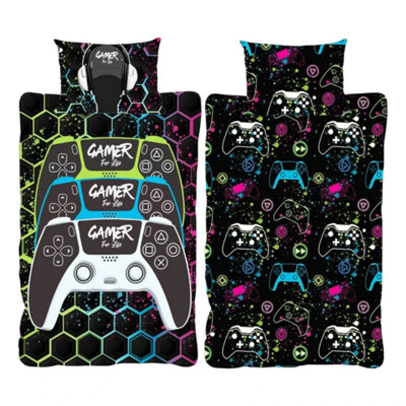 Image of Floso Gamer For Life Graffiti Reversible Duvet Set Multicoloured (Single)