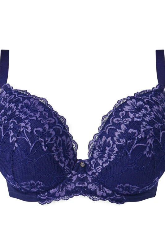 Image of Ann Summers Womens Sexy Lace Padded Plunge Bra in Purple Size: 38C Purple Female 38C