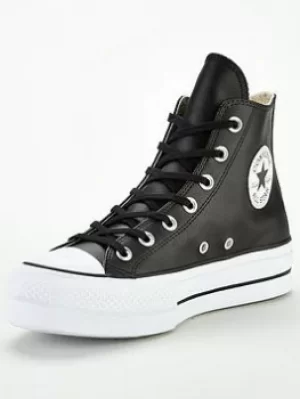 Converse Chuck Taylor All Star Leather Lift Platform Hi, Black/White, Size 6.5, Women