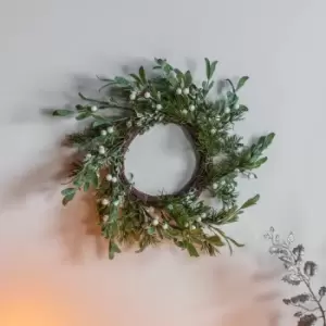 Image of Olive Leaves with White Berries Wreath Green