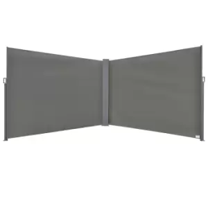 image of Outsunny Retractable Double Side Awning Folding Privacy Screen - Grey