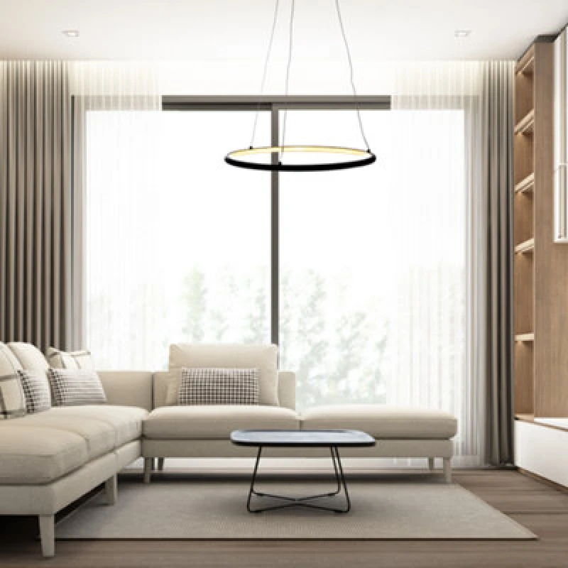 Image of Milagro Orion LED Pendant Light 40cm Diameter Modern Black Circular Design Black