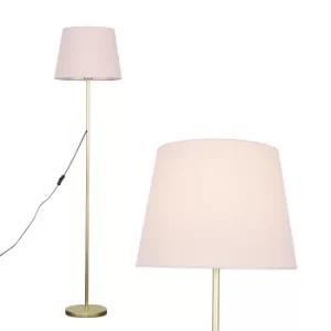 image of Charlie Gold Floor Lamp with Dusty Pink Aspen Shade